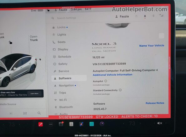 5YJ3E1EB6RF733599 2024 TESLA MODEL 3 White Vista de los asientos traseros