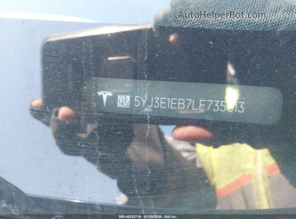 5YJ3E1EB7LF735613 2020 TESLA MODEL 3 Синий Вид подкапотного пространства