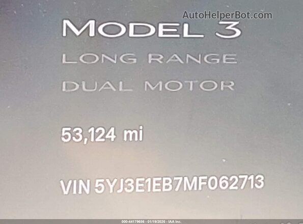 5YJ3E1EB7MF062713 2021 TESLA MODEL 3 Белый 