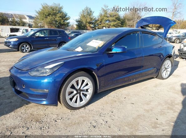 5YJ3E1EB7NF111507 2022 TESLA MODEL 3 Blue Передня ліва чверть