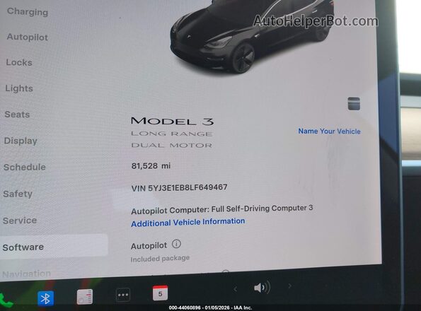 5YJ3E1EB8LF649467 2020 TESLA MODEL 3 Черный Вид задних сидений