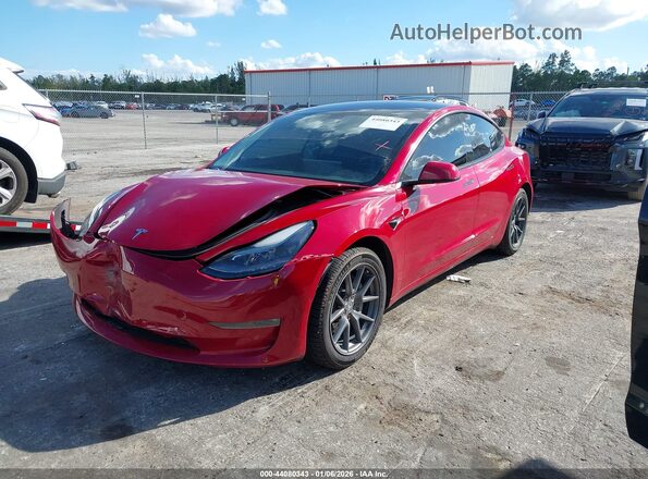 5YJ3E1EBXNF187870 2022 TESLA MODEL 3 Red წინა მარცხენა ხედი სამი მეოთხედიდან