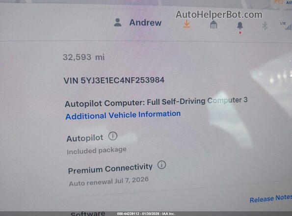 5YJ3E1EC4NF253984 2022 TESLA MODEL 3 Черный 