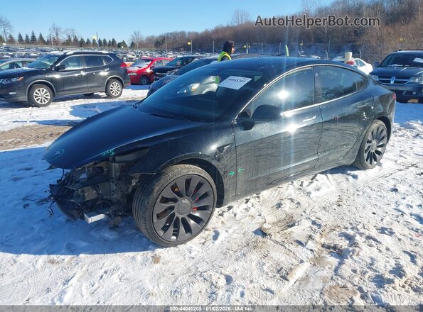 5YJ3E1EC5NF143994 2022 TESLA MODEL 3 Black წინა მარცხენა ხედი სამი მეოთხედიდან