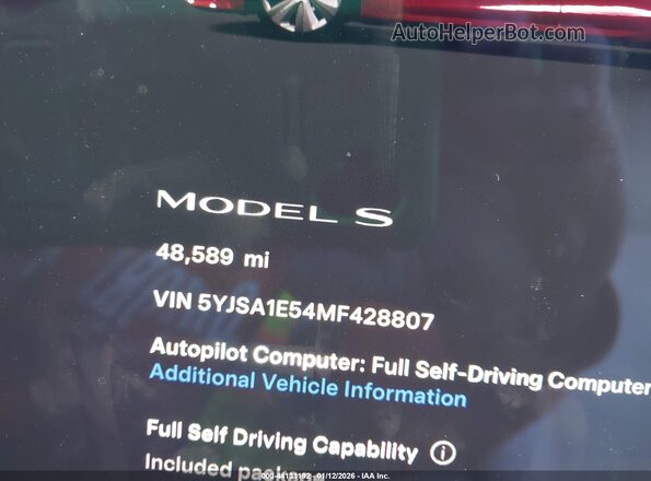 5YJSA1E54MF428807 2021 TESLA MODEL S Red Vista de los asientos traseros