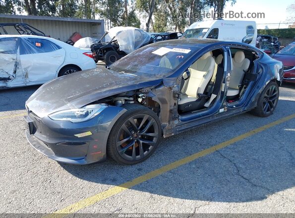 5YJSA1E62MF452564 2021 TESLA MODEL S Gray Передня ліва чверть