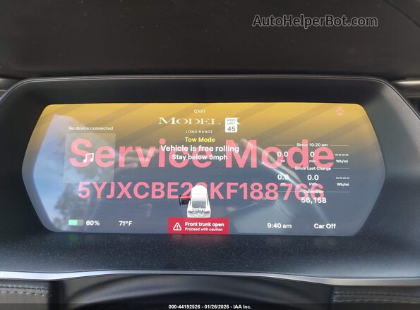 5YJXCBE28KF188766 2019 TESLA MODEL X White 