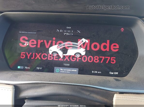 5YJXCBE2XGF008775 2016 TESLA MODEL X White Вид задніх сидінь