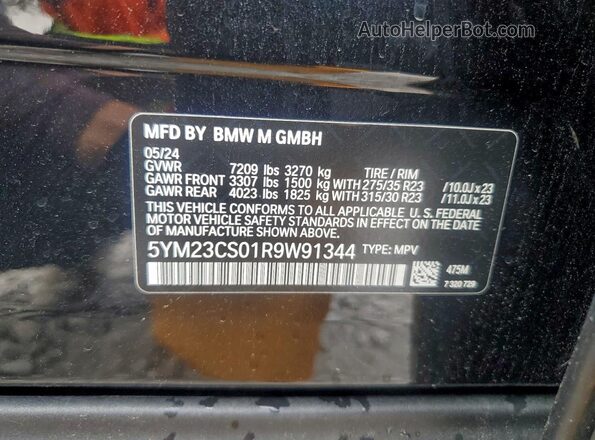 5YM23CS01R9W91344 2024 BMW XM Black Вид наклейки з VIN-кодом