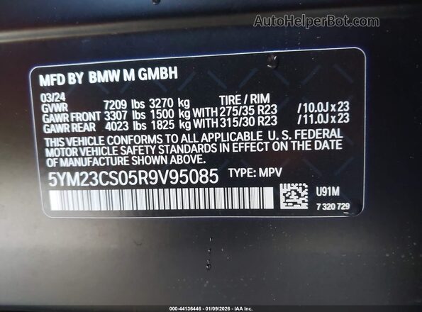 5YM23CS05R9V95085 2024 BMW 7 SERIES Черный 