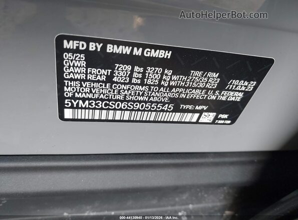 5YM33CS06S9055545 2025 BMW XM Серый Вид подкапотного пространства