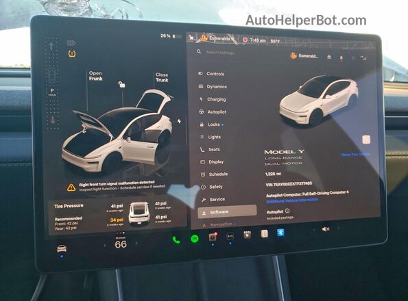 7SAYGDEEXTF377485 2026 TESLA MODEL White Widok tylnych siedzeń