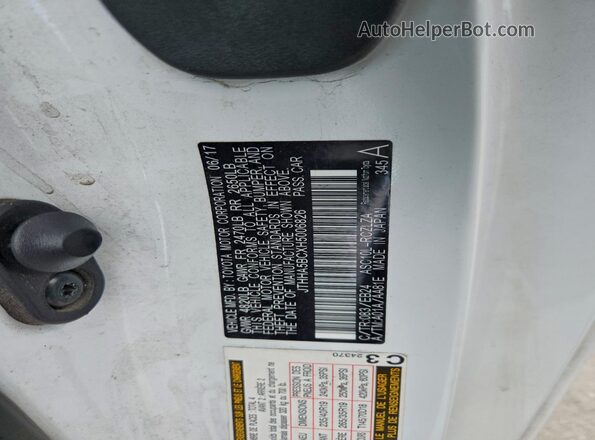 JTHHA5BCXH5006826 2017 LEXUS RC White Widok naklejki z numerem VIN