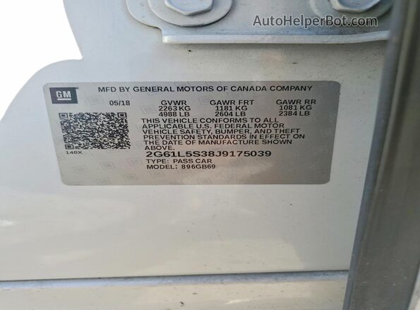 2G61L5S38J9175039 2018 CADILLAC XTS White 