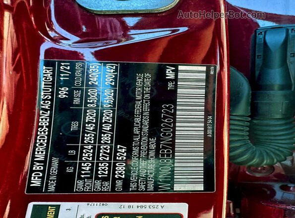 W1N0J8EB7NG026723 2022 MERCEDES-BENZ GLC-CLASS Red Vista interior trasera