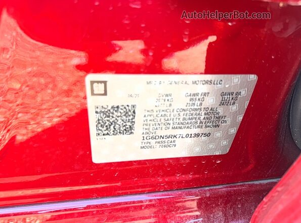 1G6DN5RK7L0139750 2020 CADILLAC CT5 Красный 