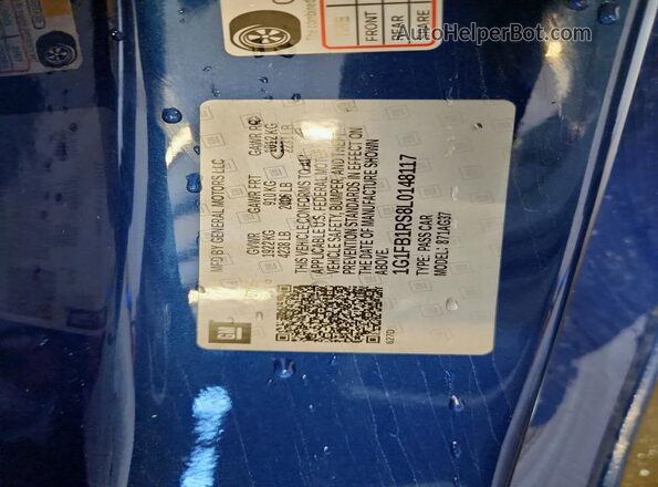 1G1FB1RS8L0148117 2020 CHEVROLET CAMARO Blue 