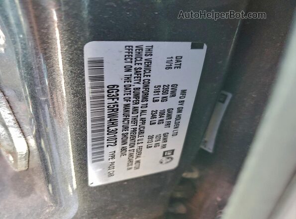 6G3F15RW4HL301072 2017 CHEVROLET SS Charcoal VIN კოდის სტიკერის ხედი