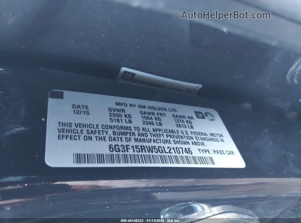 6G3F15RW5GL210746 2016 CHEVROLET SS Black 