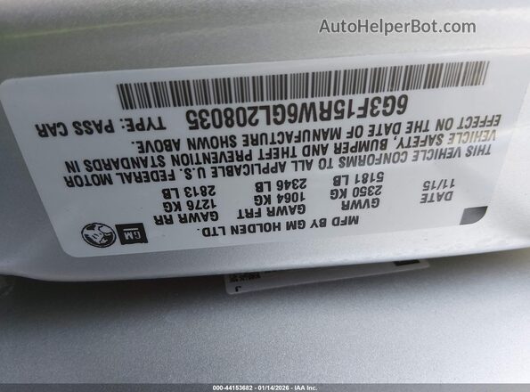 6G3F15RW6GL208035 2016 CHEVROLET SS Gray 