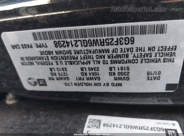 6G3F25RW6GL214298 2016 CHEVROLET SS Black 
