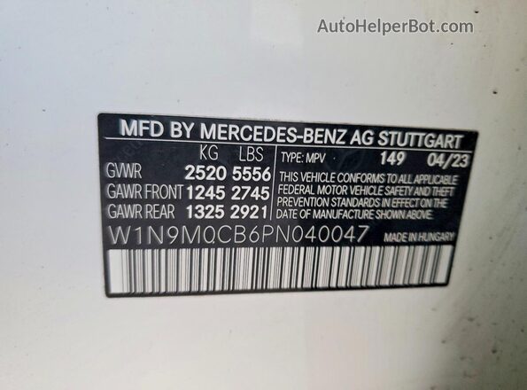 W1N9M0CB6PN040047 2023 MERCEDES-BENZ EQB White 