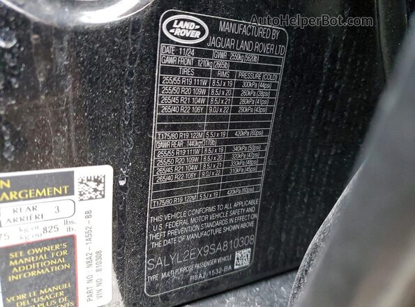 SALYL2EX9SA810308 2025 LAND ROVER RANGE Black 