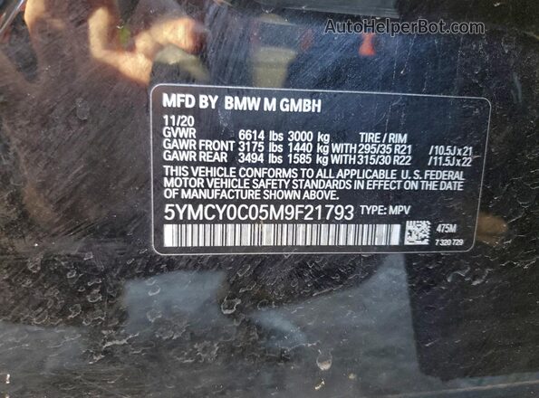 5YMCY0C05M9F21793 2021 BMW X6 Black Widok wnętrza 360 stopni