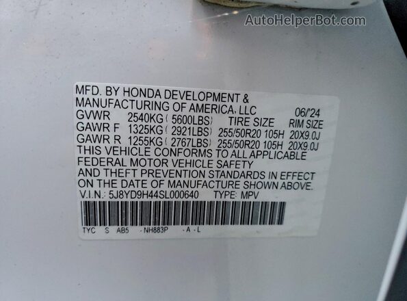 5J8YD9H44SL000640 2025 ACURA MDX Белый 