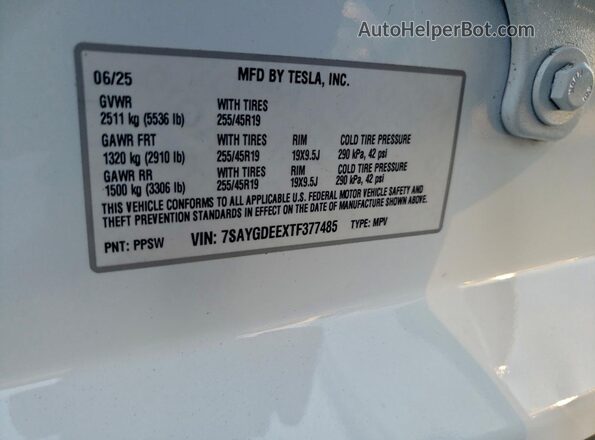 7SAYGDEEXTF377485 2026 TESLA MODEL White 