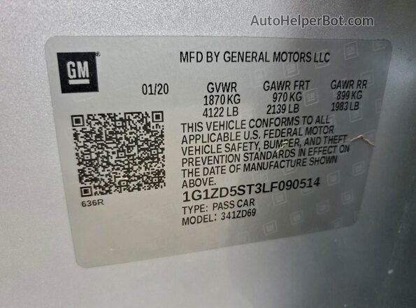 1G1ZD5ST3LF090514 2020 CHEVROLET MALIBU Серебряный Вид задней части салона