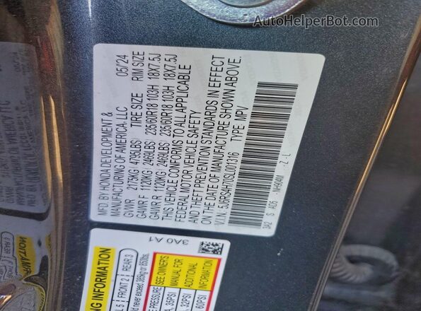 5J6RS4H70SL001316 2025 HONDA CRV Gray 