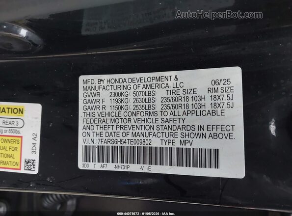 7FARS6H54TE009802 2026 HONDA CR-V Black Widok komory silnika