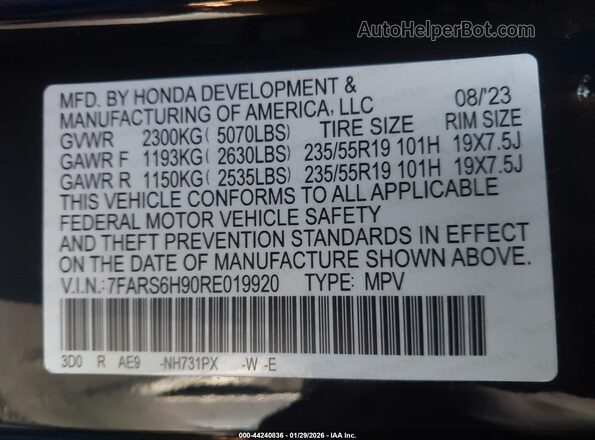 7FARS6H90RE019920 2024 HONDA CR-V Black Շարժիչի բաժամունքի տեսք