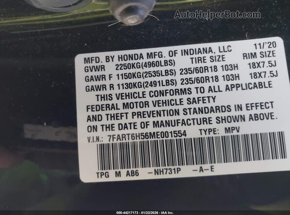 7FART6H56ME001554 2021 HONDA CR-V HYBRID Black 