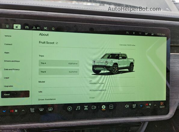 7FCTGAAA1NN008120 2022 RIVIAN R1T Silver Vista del cuadro de instrumentos
