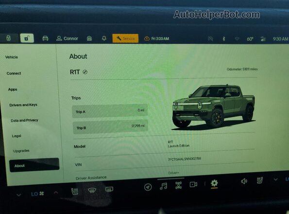 7FCTGAAL5NN002788 2022 RIVIAN R1T Green ხელსაწყოთა პანელის ხედი
