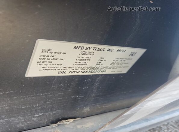 7G2CEHED3RA019188 2024 TESLA CYBERTRUCK Silver Вид підкапотного простору