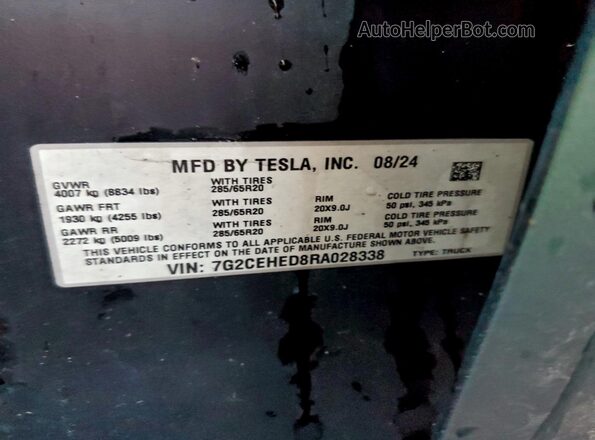 7G2CEHED8RA028338 2024 TESLA CYBERTRUCK Green Շարժիչի բաժամունքի տեսք