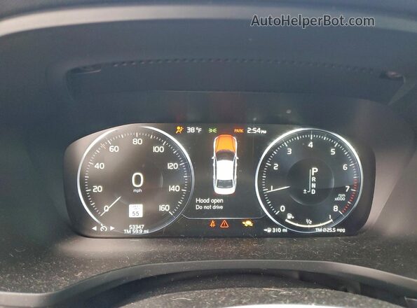 7JRA22TM7KG012814 2019 VOLVO S60 Black Вид щитка приладів