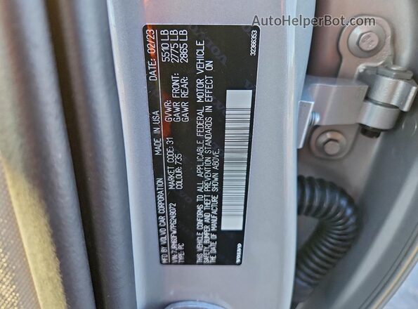7JRH60FW7PG249072 2023 VOLVO S60 Silver Вид наклейки з VIN-кодом