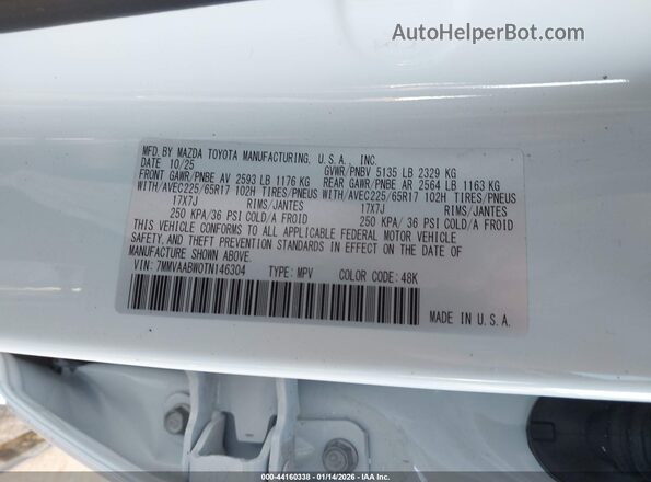 7MMVAABW0TN146304 2026 MAZDA CX-50 HYBRID White Շարժիչի բաժամունքի տեսք