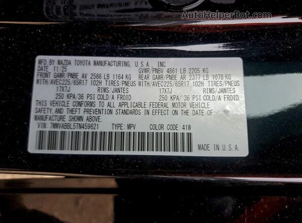 7MMVABBL5TN459621 2026 MAZDA CX-5 Charcoal Widok naklejki z numerem VIN
