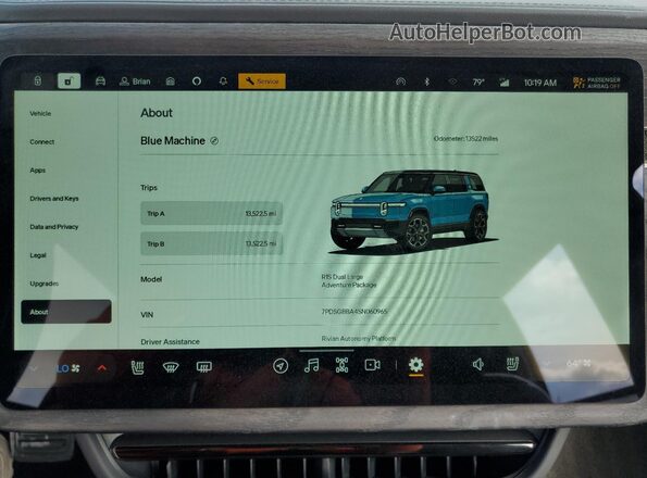 7PDSGBBA4SN060965 2025 RIVIAN R1S Blue Вид щитка приладів