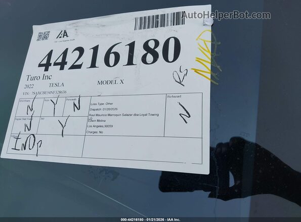 7SAXCBE54NF328636 2022 TESLA MODEL X Black 