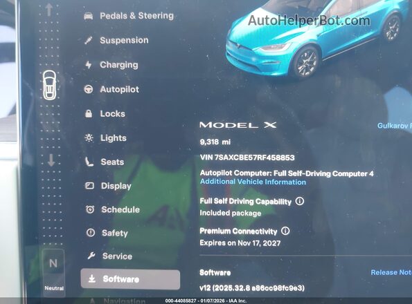 7SAXCBE57RF458853 2024 TESLA MODEL X Синий Вид задних сидений