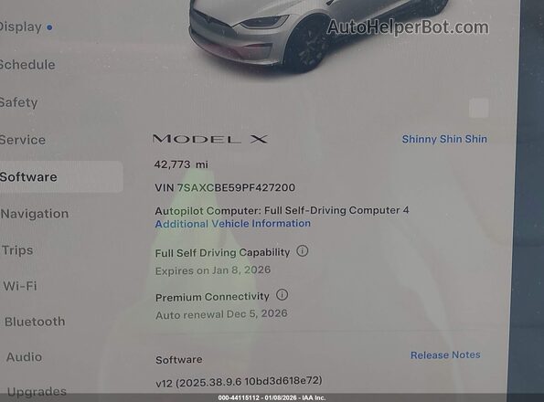 7SAXCBE59PF427200 2023 TESLA MODEL X Белый Вид задних сидений