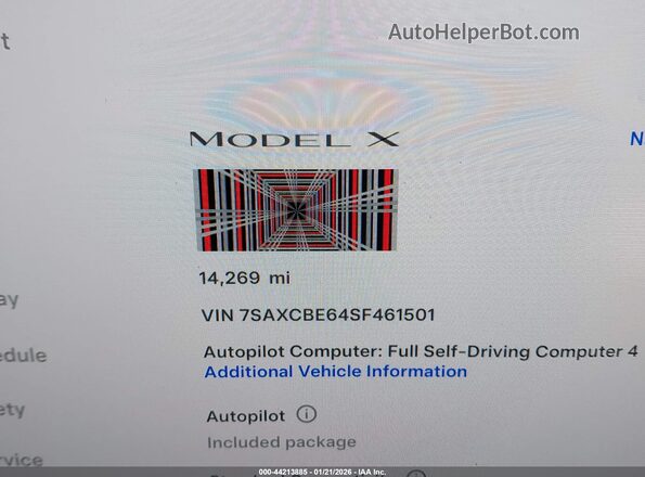 7SAXCBE64SF461501 2025 TESLA MODEL X White Rear seats view