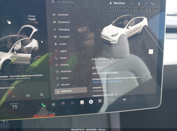 7SAYGDED1RA333873 2024 TESLA MODEL Y Белый Вид задних сидений