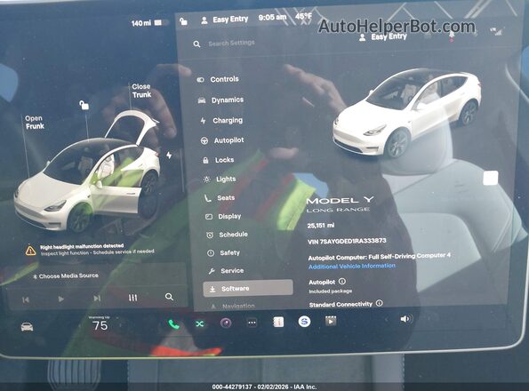 7SAYGDED1RA333873 2024 TESLA MODEL Y Белый 
